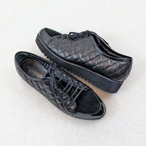 Aquatalia by Marvin K. Aida Black Quilted Leather Platform Oxfords